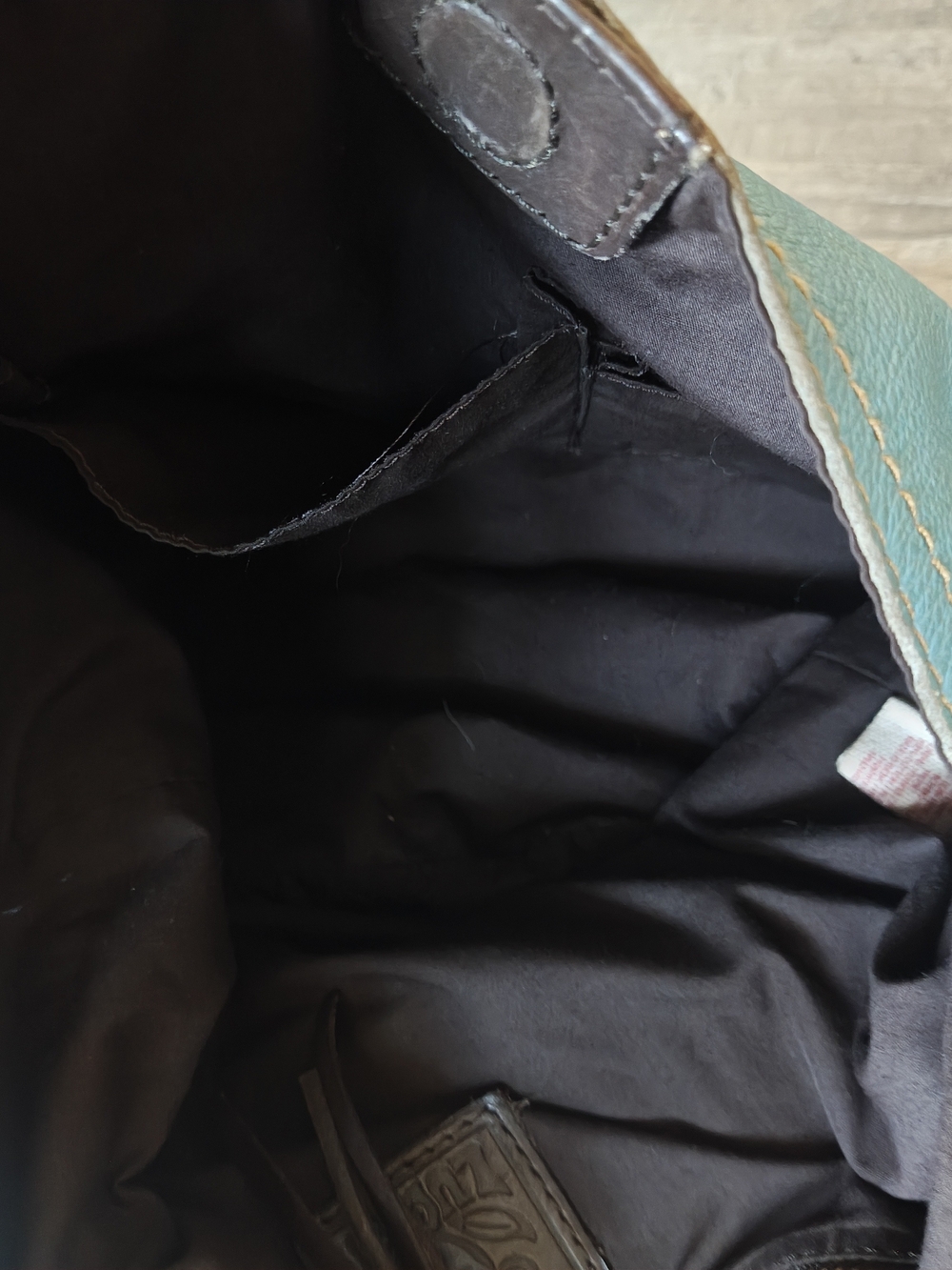 Lucky Brand Teal Leather Hobo with Black Handle - Picture 8 of 9